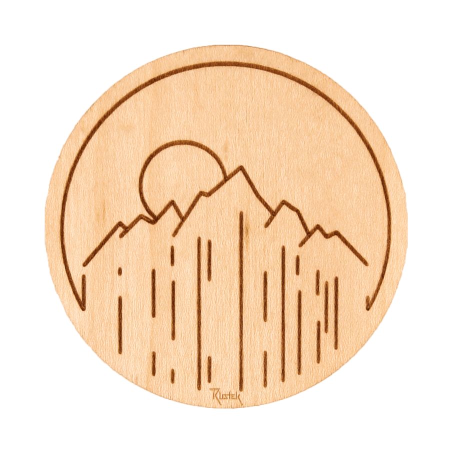 Sunset Mountain Wood Sticker by Rustek