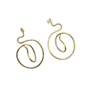 Brass Snake Earrings by Tiny Asteroid