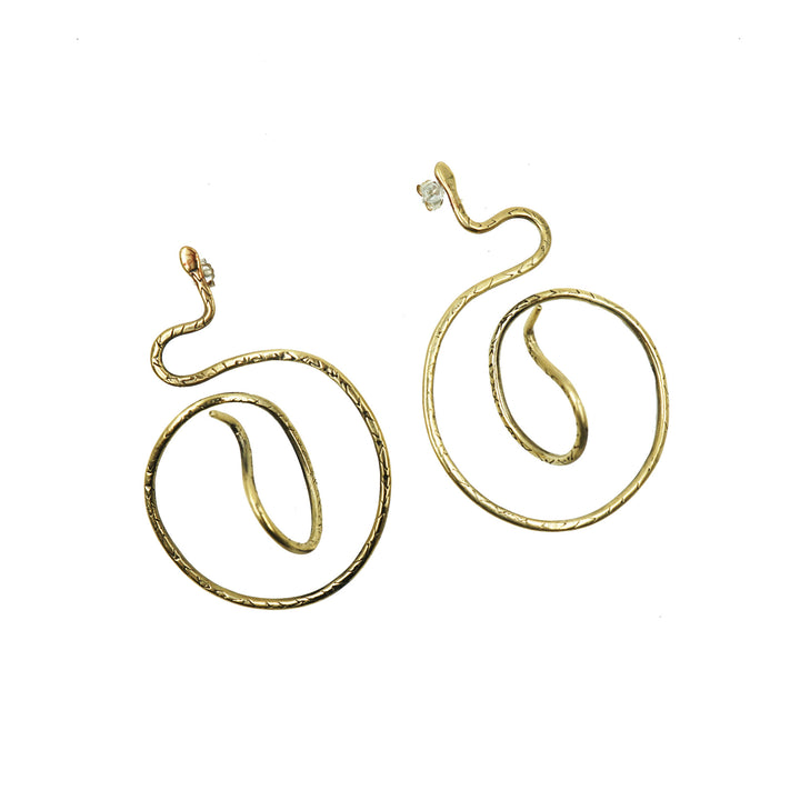 Brass Snake Earrings by Tiny Asteroid