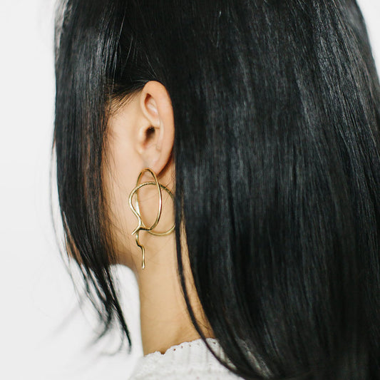 Tiny Asteroid Brass Snake Earrings