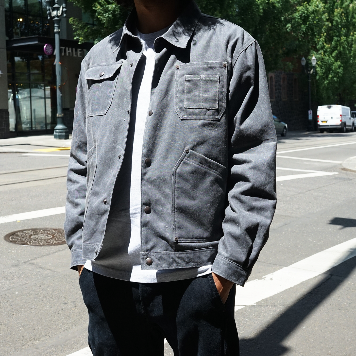 Wild Quimby Waxed Jacket Charcoal