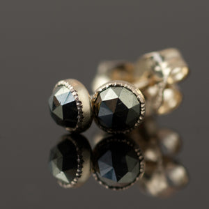 Rose Cut Pyrite Stud Earrings Gold Plated by VK Designs