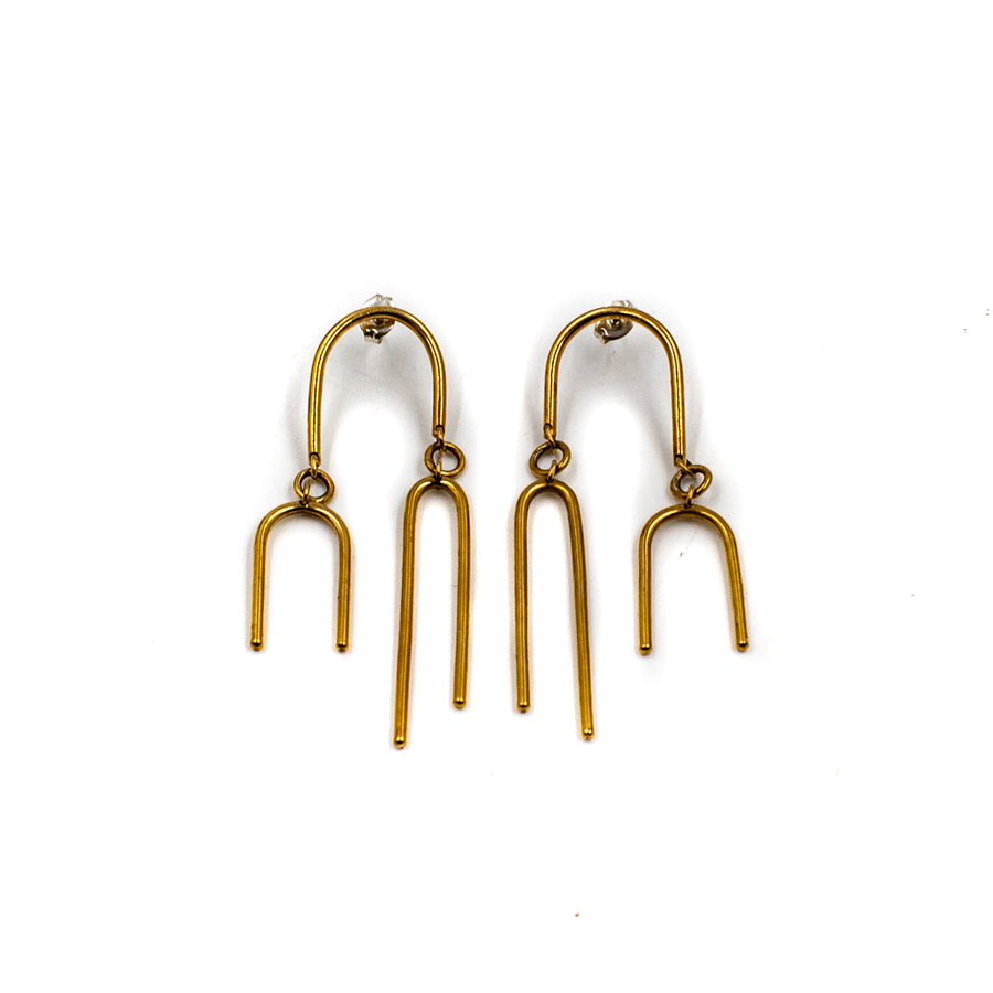 Kinetic Arch Mobile Brass Earring by EMBR