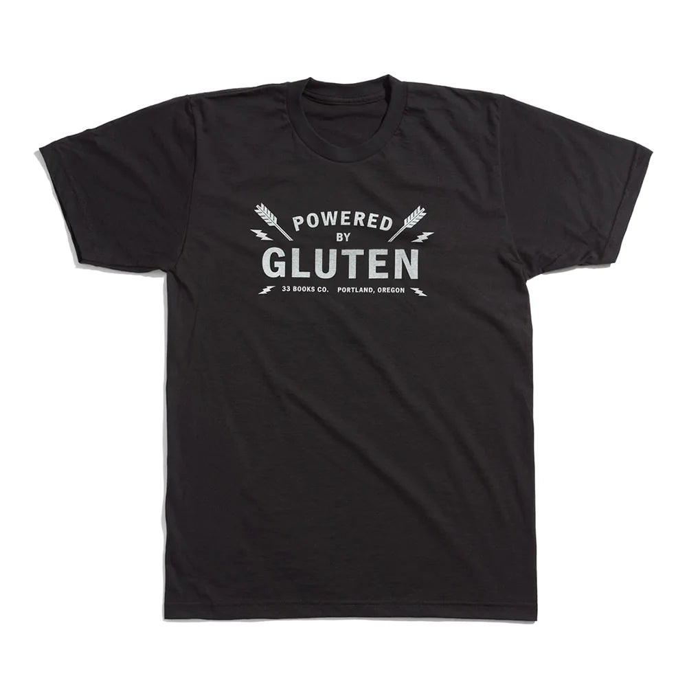 Powered by Gluten Ringer Shirt by 33 Books Co.