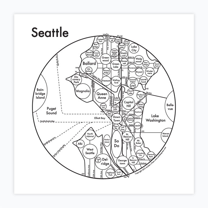 Seattle Map Black/White by Archie's Press