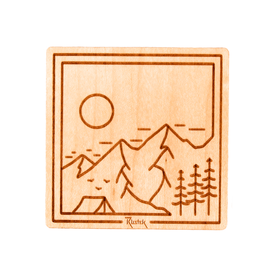 Base Camp Square Wood Sticker by Rustek